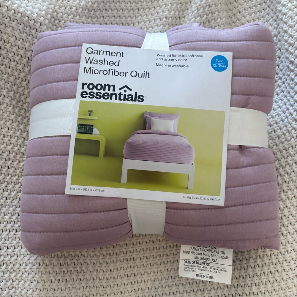 Purple Garment Washed Microfiber Quilt (Twin XL)